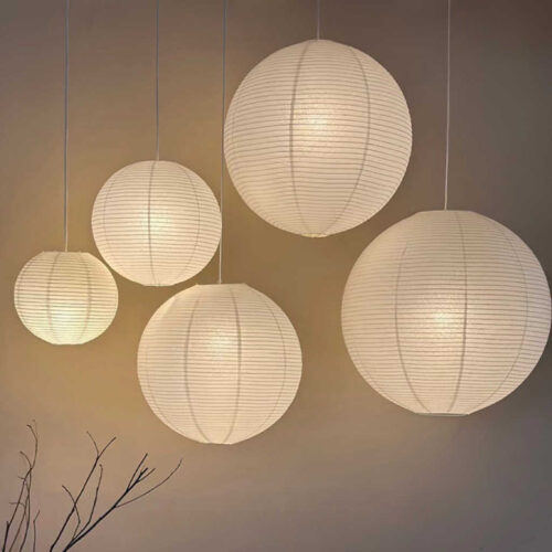 Round Rice Paper Pendant Lamp Foldable Paper Shade Lantern Light